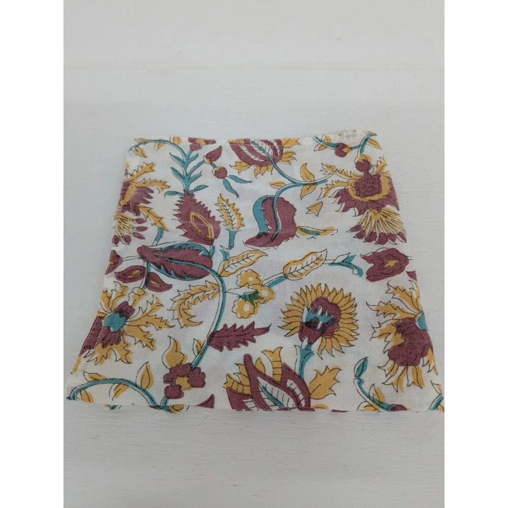 Vtg Floral Napkins Set (8) Block Print Boho Cottagecore Multi Patterns 15